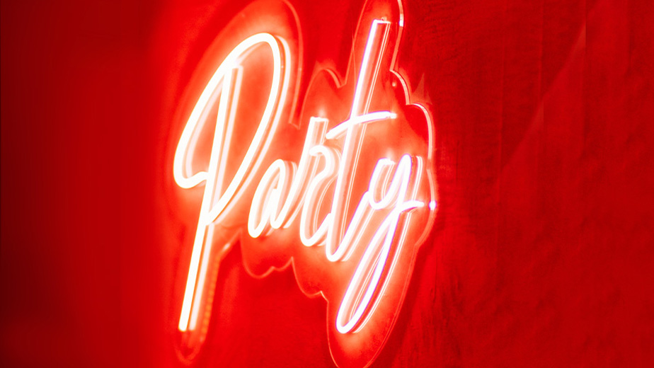a neon sign that reads Party