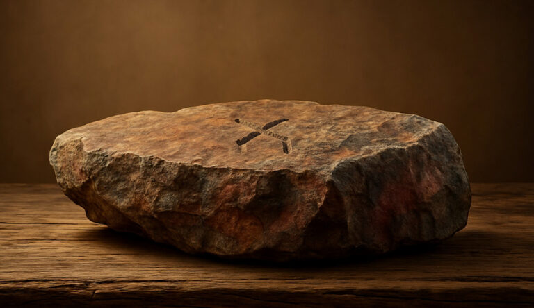 A homestone with the rune - gebo etched in the top.