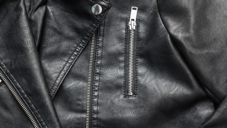 a close up of a leather jacket